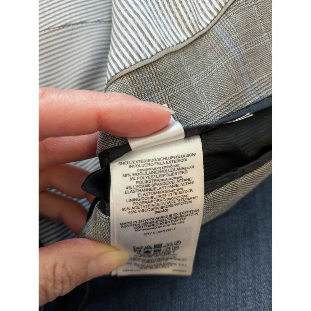 BROOKS BROTHERS Gray Blue Plaid Wool Blend Explorer Fitzgerald Blazer Jacket 40R - Picture 12 of 12